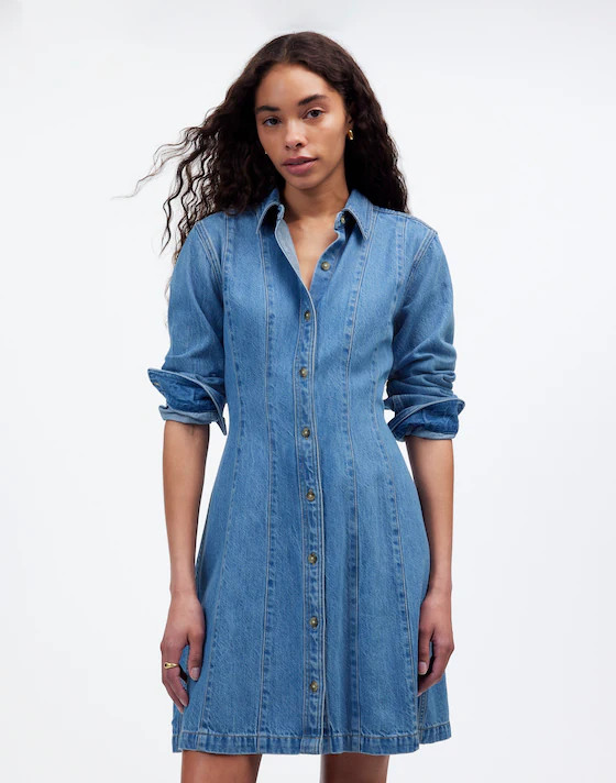 Seamed Mini Dress in Ramey Wash: Airy Denim Edition | Madewell