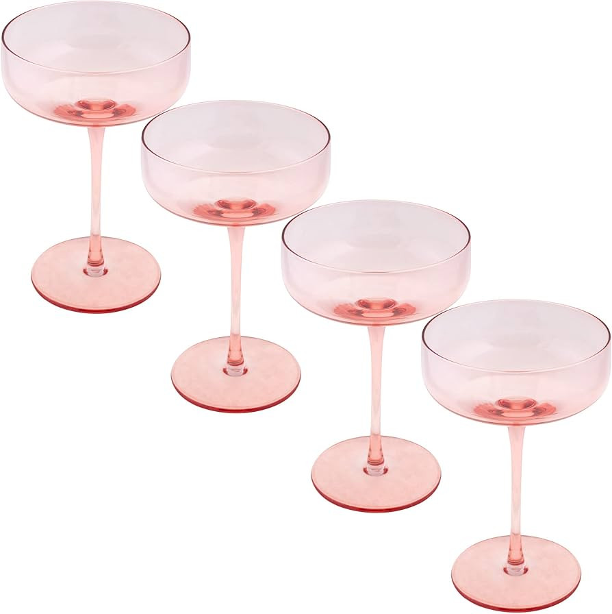 Karma Mid Century Champagne Coupe, Four Pack Set, Blush | Amazon (US)