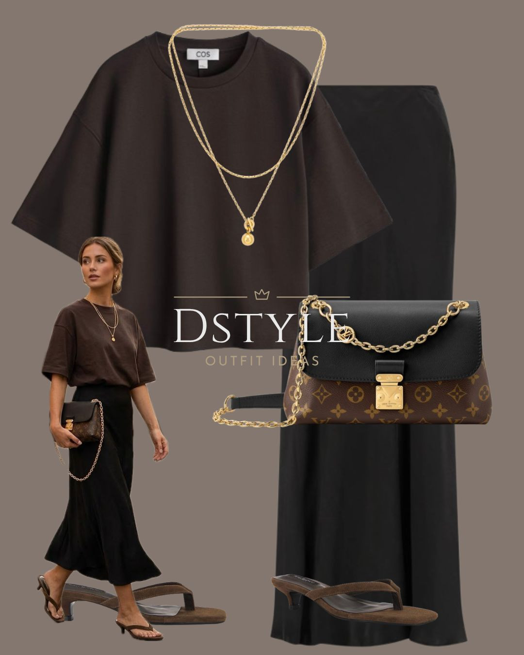Obsessed with these chocolate tones. 🍫 Tucking a rich espresso tee into a sleek black maxi skirt for a sophisticated, minimalist vibe. Monogram accessories for the win! ✨

#LTKootd #LTKOver40