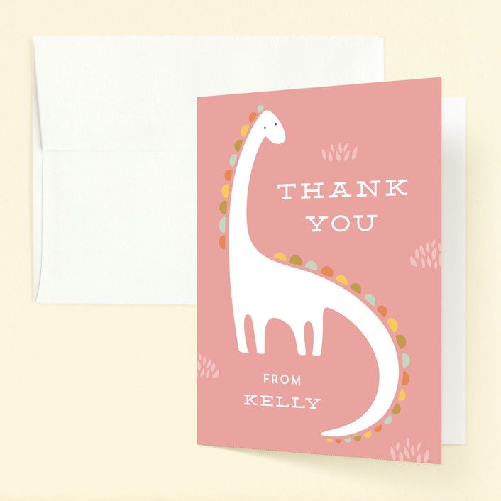 "Dinotastic" - Customizable Childrens Birthday Party Thank You Cards in Green by Laura Hankins. | Minted