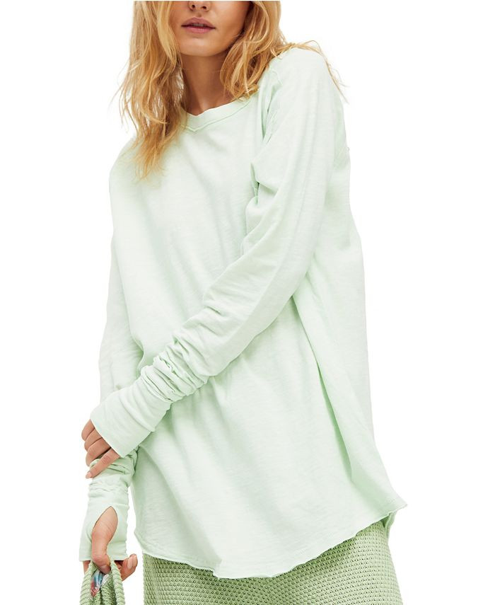 Free People Arden Solid Long-Sleeved T-Shirt   & Reviews - Tops - Women - Macy's | Macys (US)