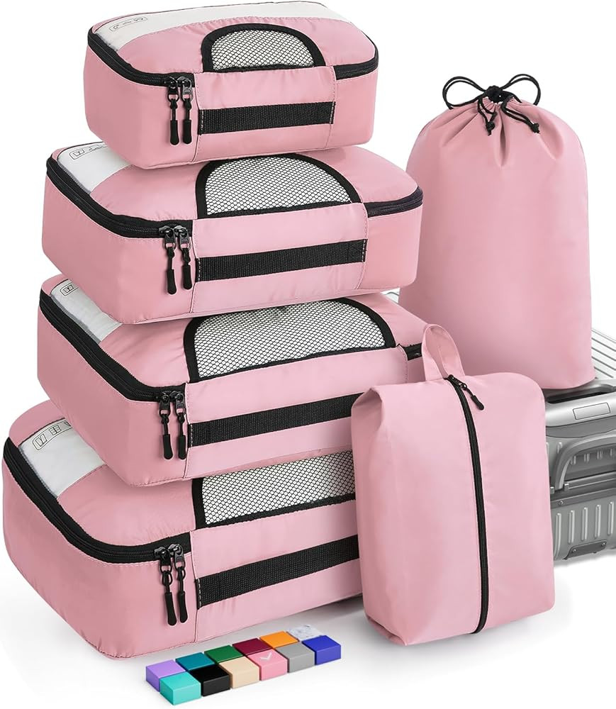 Veken 6 Set Packing Cubes for Suitcases, Travel Organizer Bags in 4 Sizes for Carry on Luggage an... | Amazon (US)
