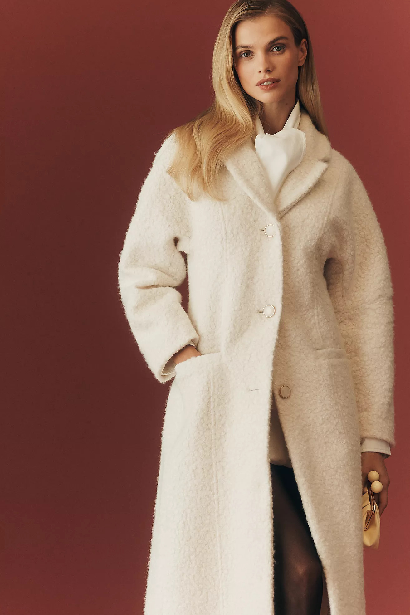 Maeve Tailored Bouclé Long Coat | Anthropologie (US)