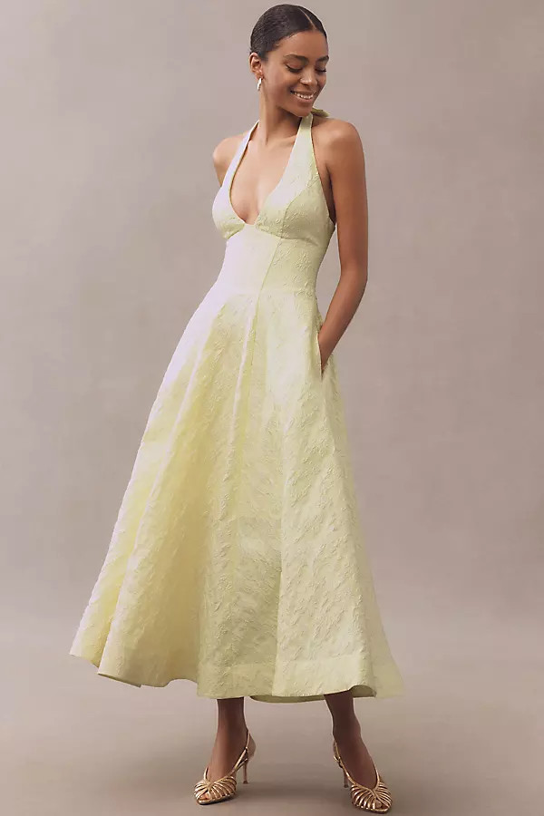 Mare Mare Halter Corset Fit & Flare Jacquard Maxi Dress | Anthropologie (US)