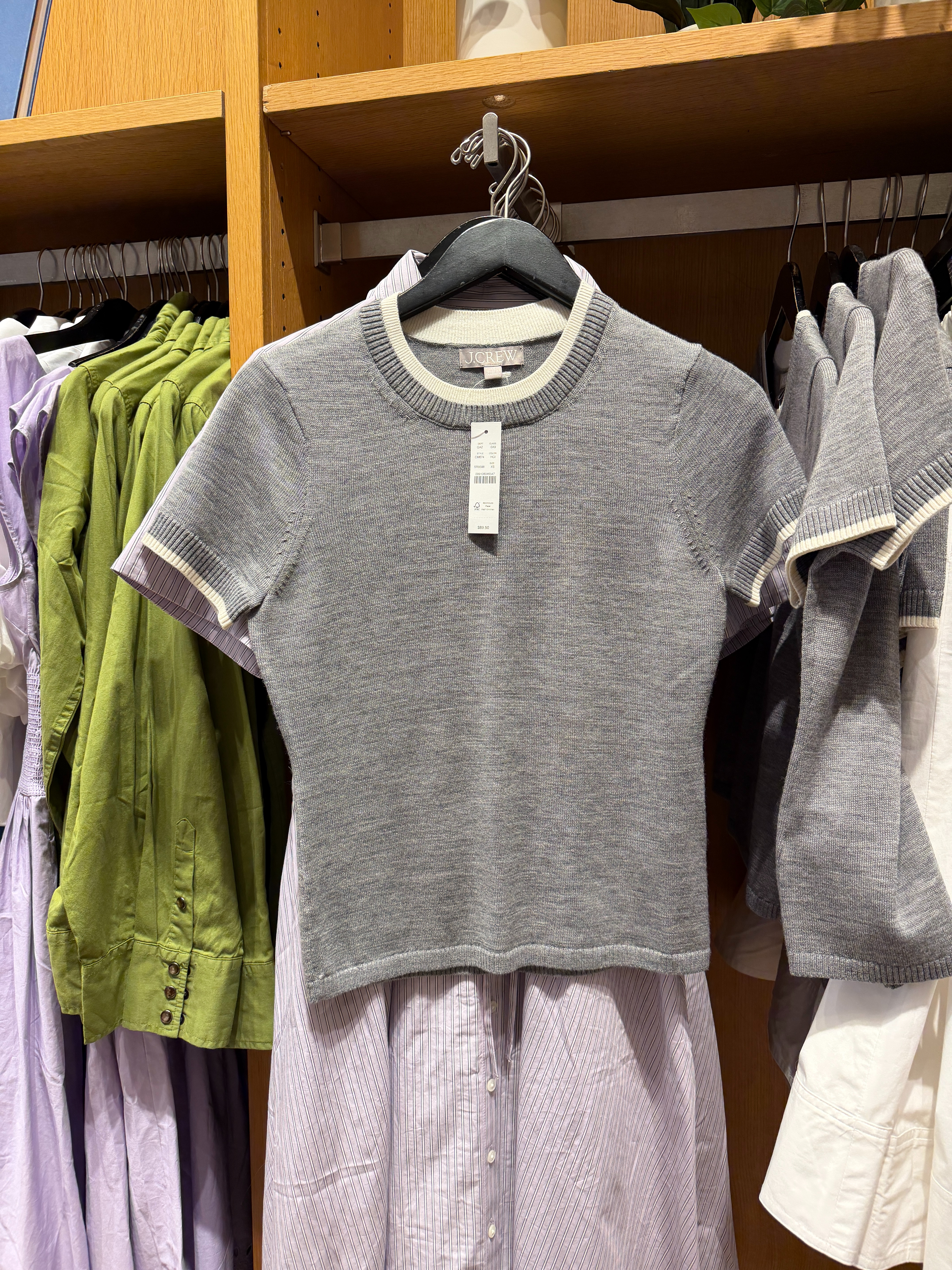 
A faux layered grey sweater from @jcrew 
 