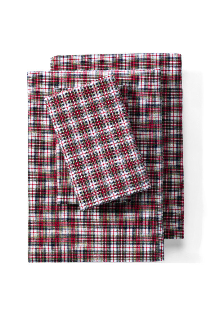 Comfy Super Soft Cotton Flannel Plaid Bed Sheet Set - 5oz - Lands' End - Red - T | Lands' End (US)