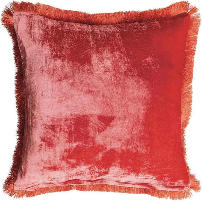 Creative Co-Op Bliss Eyelash Fringe Pillow, Berry | Amazon (US)
