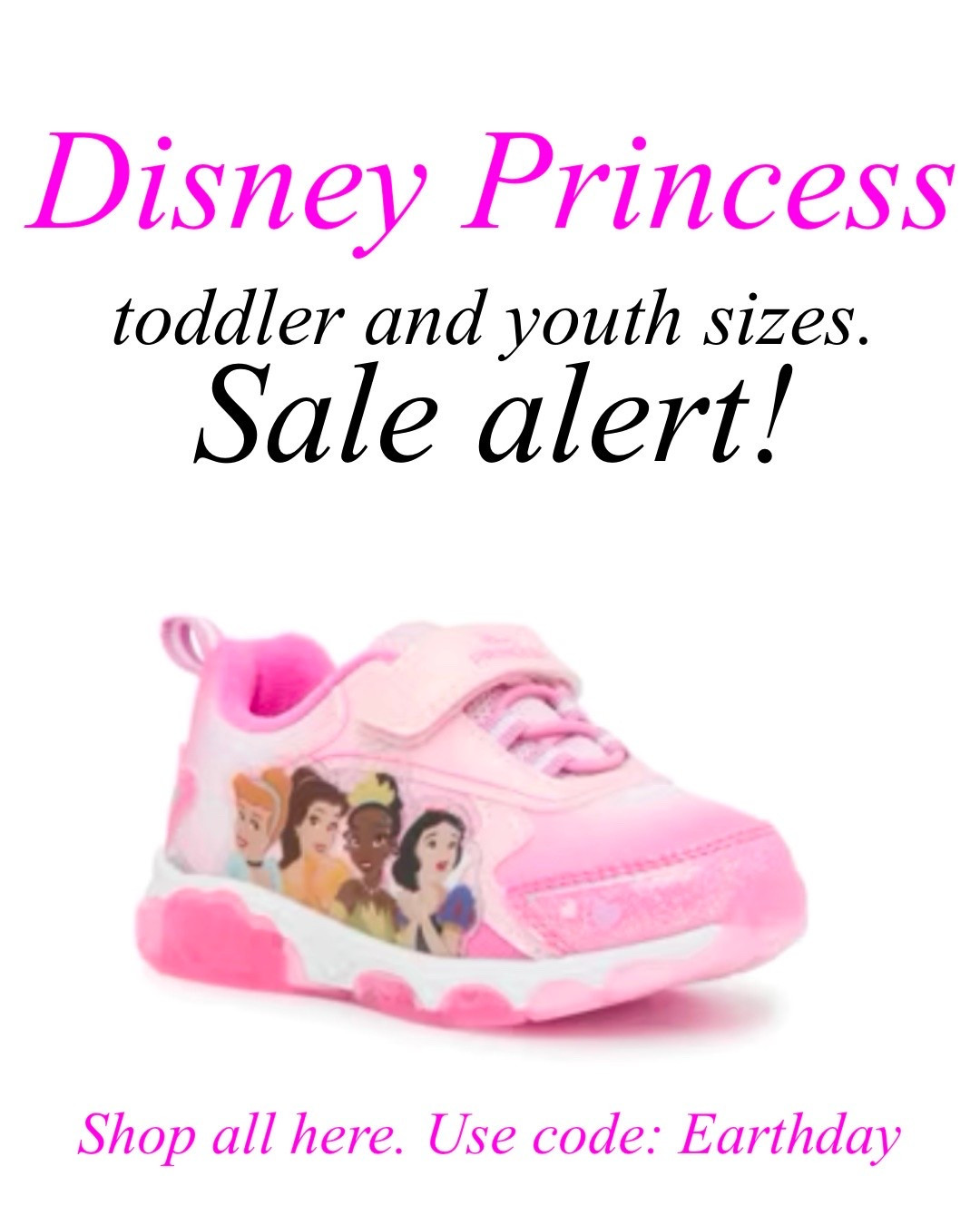 Disney princess sneakers sale alert! Toddler and youth sizes. Code: Earthday

#LTKSaleAlert #LTKmomlife #LTKKids