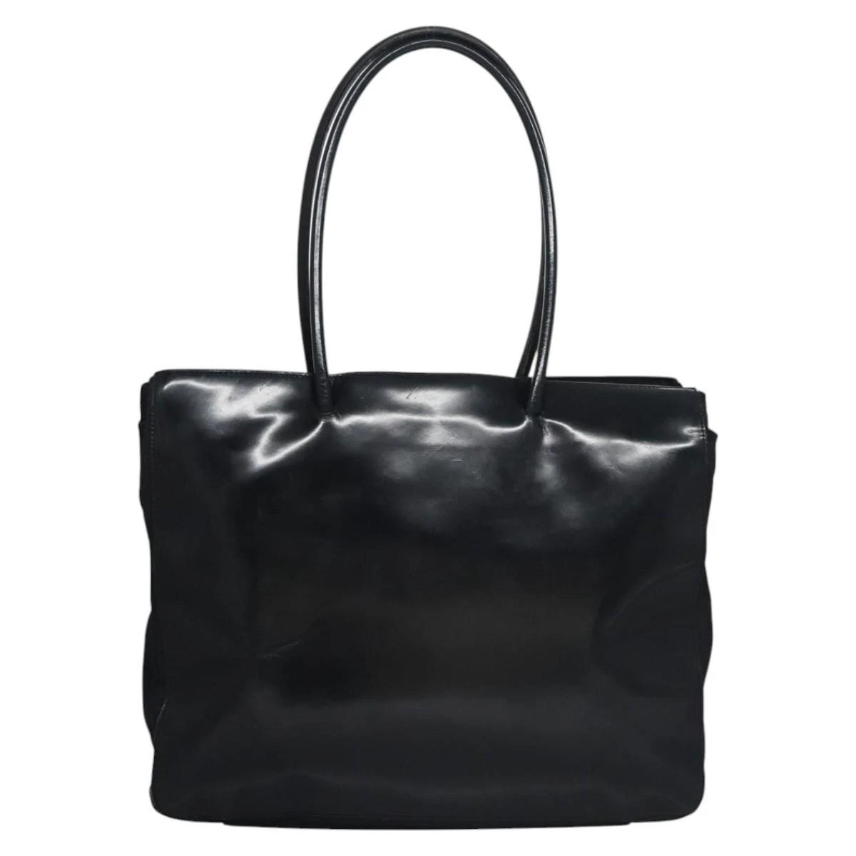 PRADA Tote Bag Enamel Black Silver Auth bs23483 | eBay US