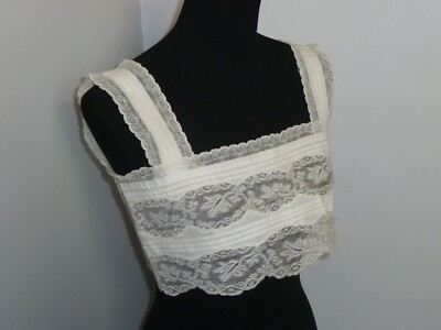 Antique Camisole Valenciennes Lace Victorian Edwardian Corset Cover Summer Blous  | eBay | eBay US