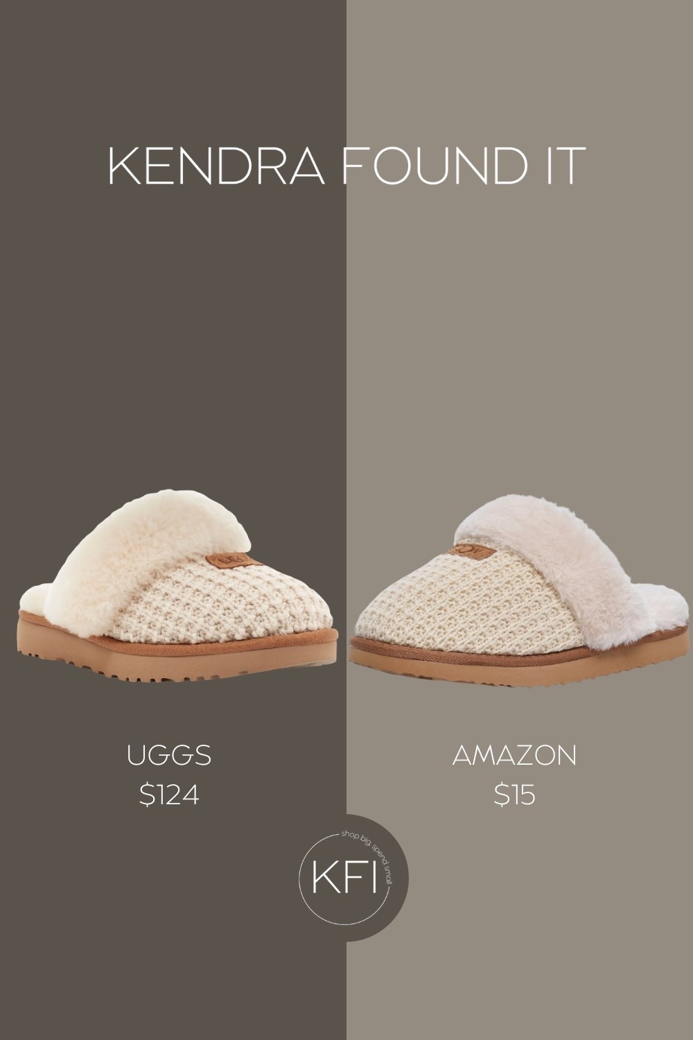 UGG cozy knit genuine shearling slipper dupe! If you’ve been eyeing the UGG knit slippers this season, this is your sign before spending $124. I found an Amazon pair that gives the same cozy, fluffy, neutral vibe for $15. They have the same waffle-knit texture, the same soft faux fur trim, and the same warm caramel sole that UGG is known for. 

These are the kind of slippers you’ll actually want to wear every single day—morning coffee, school drop-off, working from home, or just padding around the house. They fit true to size and are genuinely comfortable according to reviews. 

If you love affordable cozy finds, neutral winter home style, and UGG slipper dupes, this is one of the best ones. I’m honestly shocked at the price difference.

Linked both here.

#LTKGiftGuide #LTKStyleTip #LTKHoliday