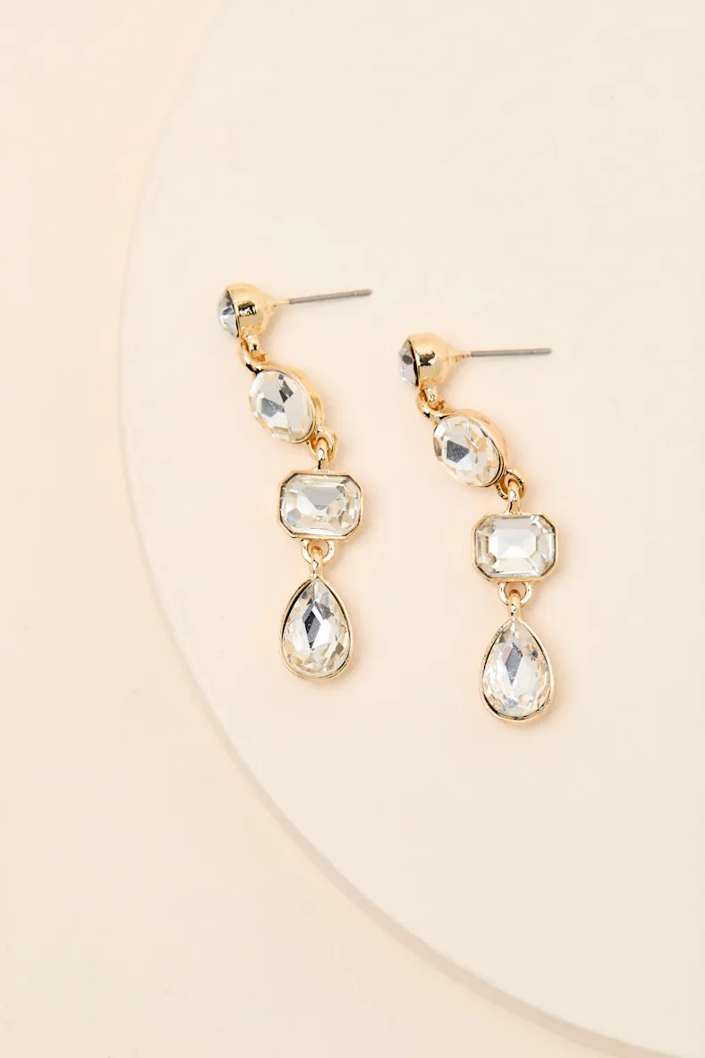 Precise Radiance Clear Rhinestone Drop Earrings | Lulus