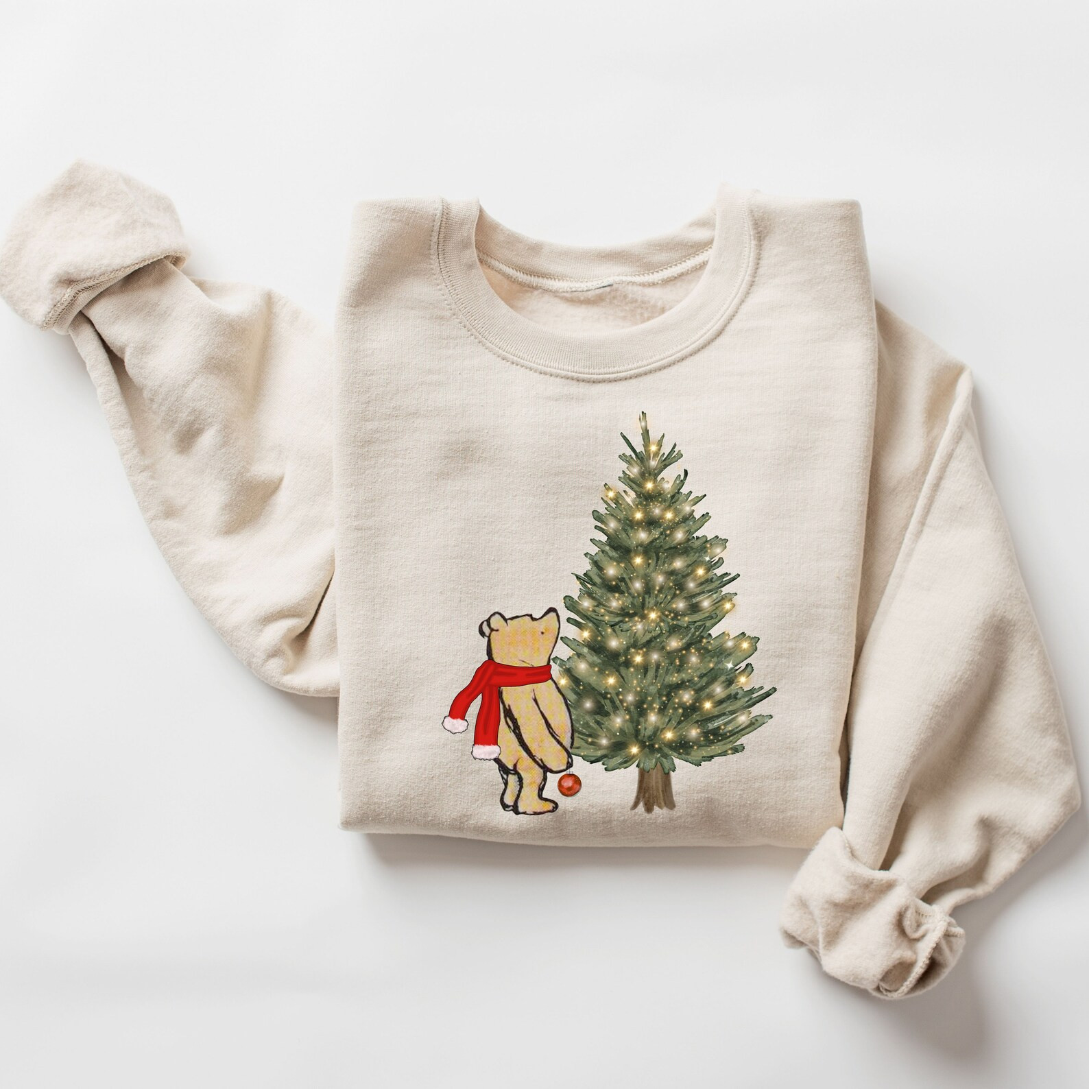 Winnie the Pooh Christams Sweatshirt, Winnie the Pooh Gift, Classic Pooh Sweater, Christmas Tree ... | Etsy (US)