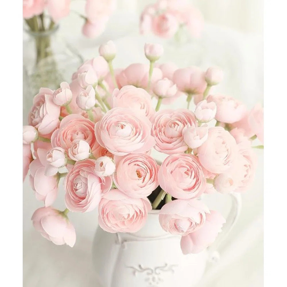 Ranunculus Artificial Flowers 18 Pcs Blush Faux Silk Mini Ranunculus Bulk Fake Wedding Filler Flo... | Wayfair North America