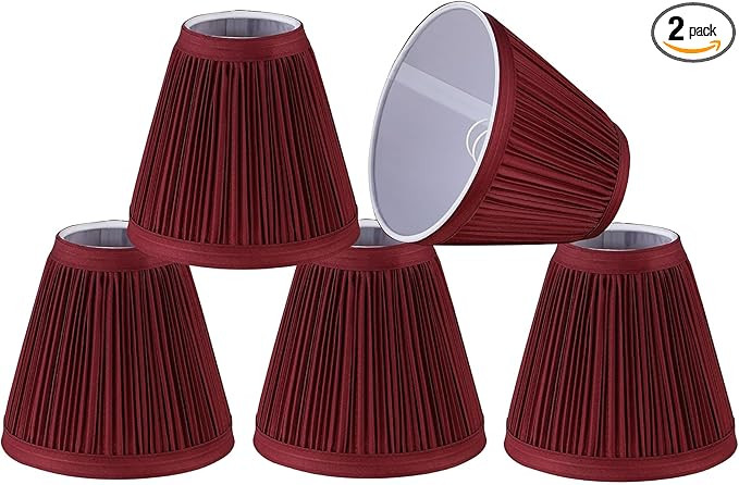 Aspen Creative 33124-2 Small Pleated Empire Shape Chandelier Clip-On Lamp Shade, Burgundy, 3" Top... | Amazon (US)