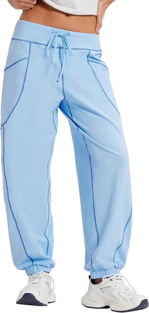 MOOSLOVER Women Baggy Casual Pants Cotton Lightweight Sweatpants Drawstring Mid Waist Athletic Lo... | Amazon (US)