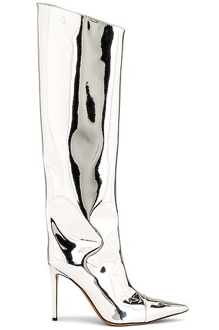 Alexandre Vauthier Metallic Boot in Silver | FWRD | FWRD 