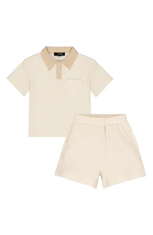 Joe's Jeans Kids' Waffle Knit Polo & Shorts Set in Beige at Nordstrom, Size 2T | Nordstrom