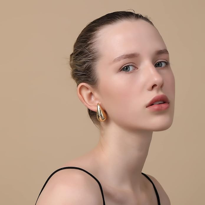 Apsvo Extra Large Drop Earring, Oversized Chunky Gold Hoop Earrings for Women, Lightweight Hypoal... | Amazon (US)