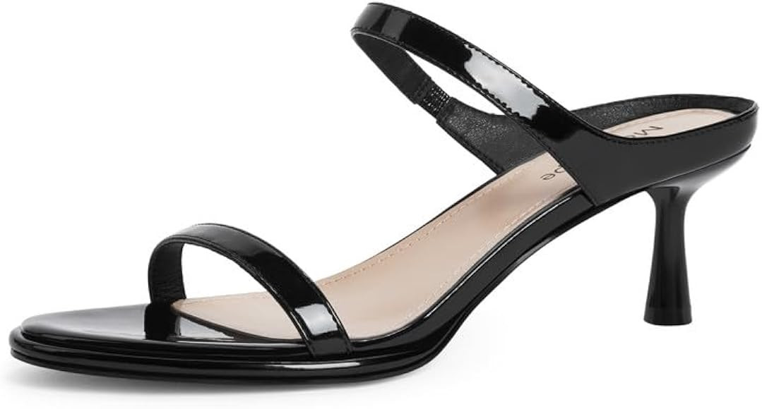 Modatope Two Strap Heeled Sandals for Women Kitten Heel Rounded Toe Heels Women Slip on Open Toe ... | Amazon (US)