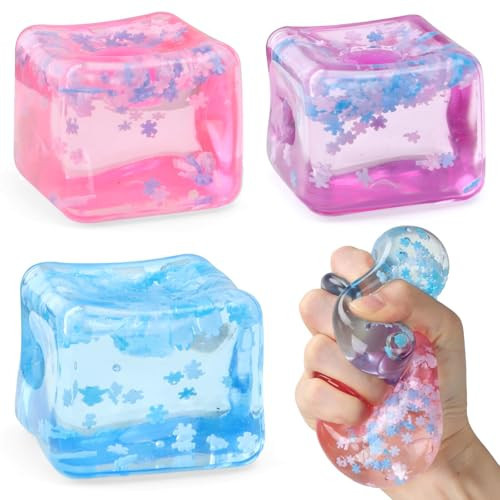 Chridark Ice Cube Fidget Toy for All Ages: 3 Pcs Sensory Squishy Fidget Toys, Square Stress Balls, Classroom Prizes, Anxiety Relief Stress Cube Gift for Kids Teens Adults | Amazon (US)