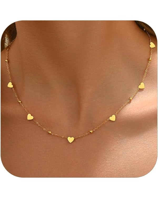 Gold Chain Necklace for Women 18K Gold Plated Stainless Steel Necklace Dainty Star Cross Heart Ch... | Amazon (US)