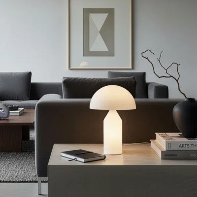 Brightech Venus 14" LED Table Lamp - Contemporary Glass Mushroom Globe Shade | Wayfair North America