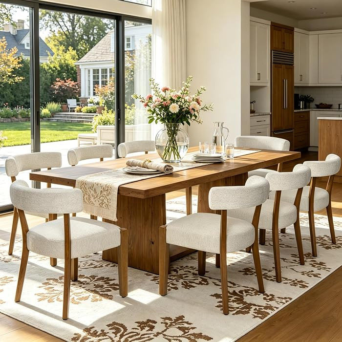 RNKSFX Upholstered Dining Chairs Set of 8, Walnut Wooden Kitchen & Dining Room Chairs, Mid Centur... | Amazon (US)