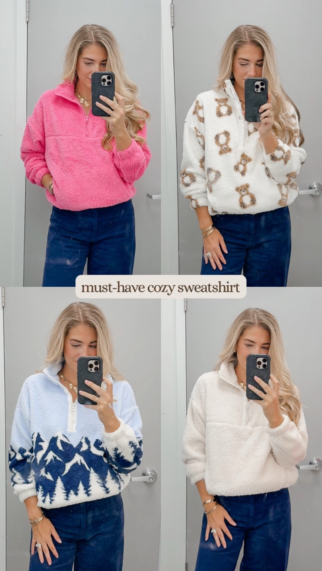 Walmart No Boundaries Plush Half-Zip pullover. Incredibly soft and affordable. I sized down to a small, but can easily wear a medium. Only $10!

#LTKFallSale #LTKFindsUnder50 #LTKStyleTip