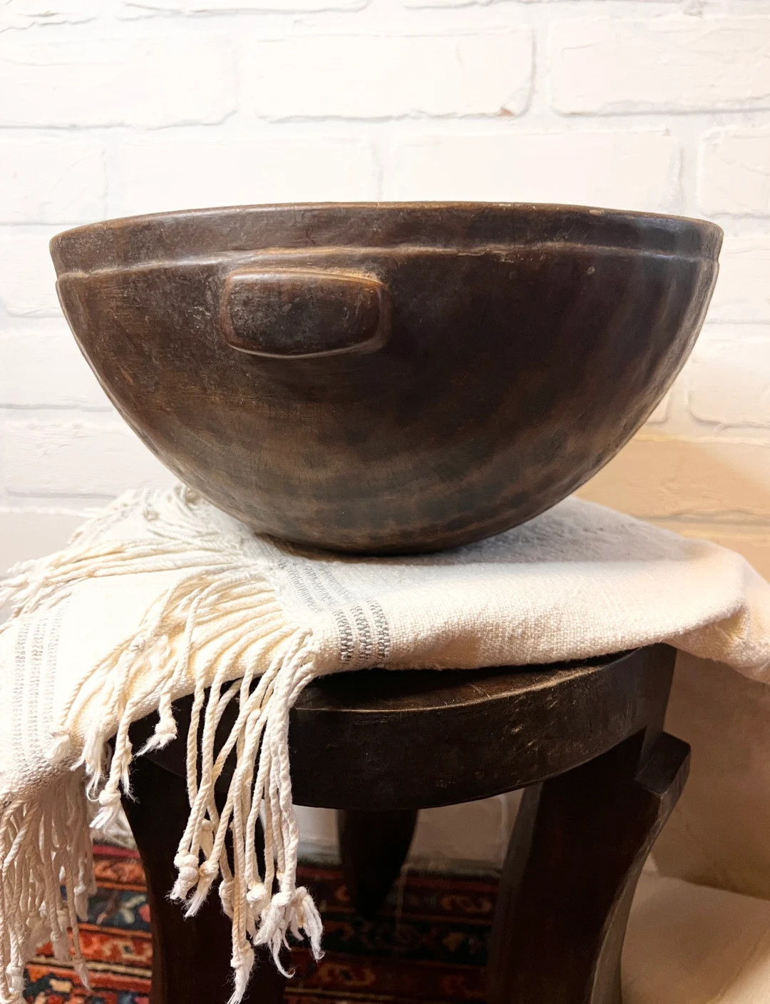 Vintage Hand Carved Wood Bowl African Milking Bowl Farmhouse - Etsy | Etsy (US)