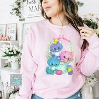 Vintage Easter Kittens Shirt Pastel Cat Shirts Basket Eggs T-Shirt Cute Crewneck Sweatshirts T Kitten Tee | Etsy (US)