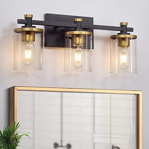SOLFART Bathroom Light Fixtures,3- Wall Sconces Over Mirror in Black Bronze Vanity Lights for Bat... | Amazon (US)