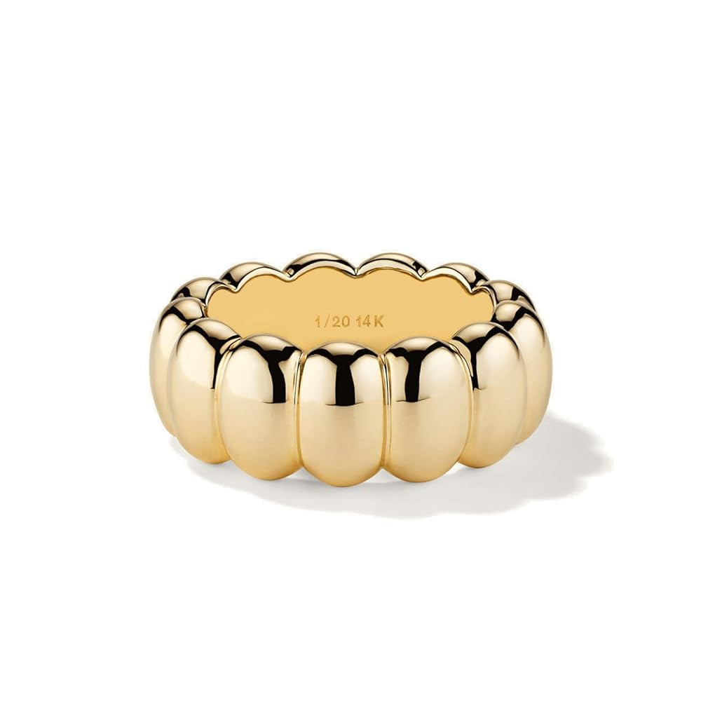 NOKMIT Chunky Gold Statement Rings for Women 14K Gold Silver Tone Cute Puffy Dome Croissant Thumb... | Amazon (US)