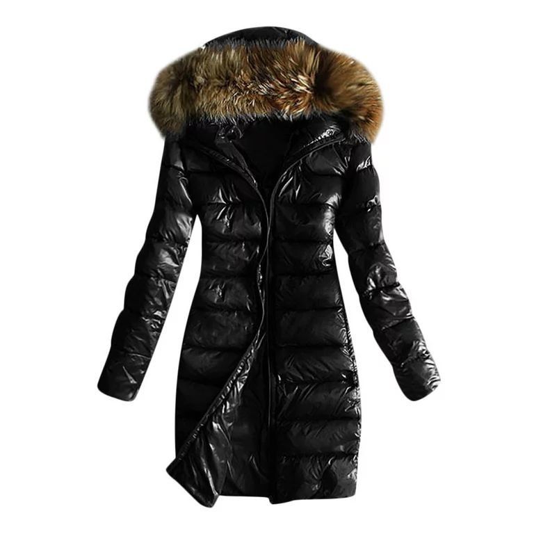 Long Winter Coats for Women Knee Length Down Parka Puffer Overcoat Heavy Warm Thermal Thicken Loo... | Walmart (US)
