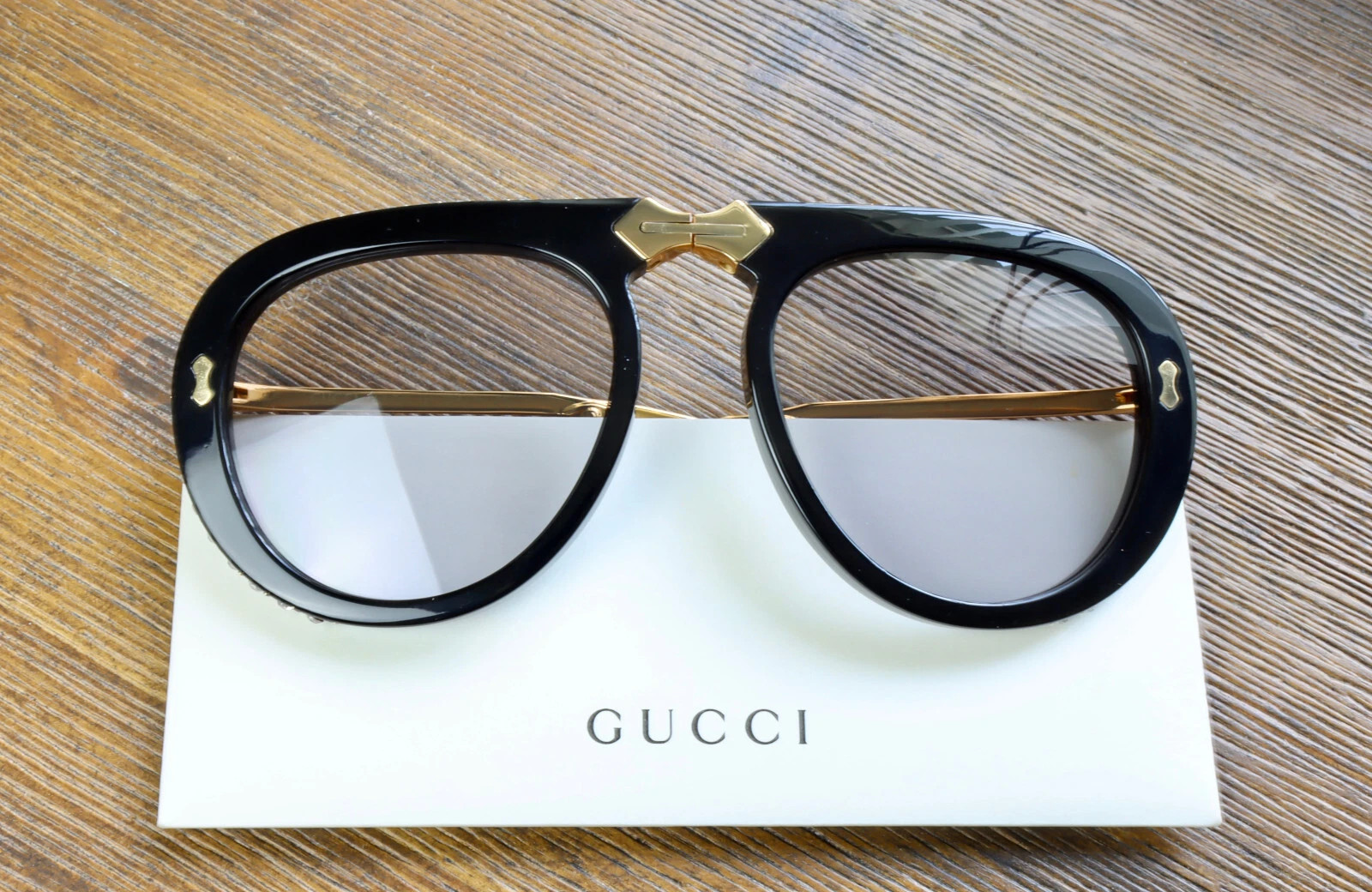 Gucci GG0307S 56mm Foldable Aviator Sunglasses in Black w.Crystals & Clear Lens | eBay | eBay US
