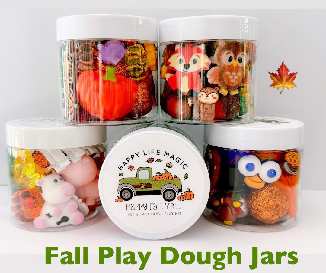 Fall Play Dough Sensory Jars, Autumn Play Dough Set, Fall Gift for Kids, Thanksgiving Craft Activ... | Etsy (US)