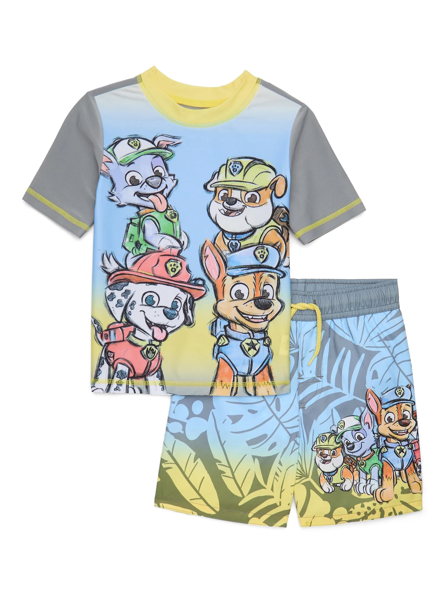 Character Toddler Boy Short- Sleeve Rash Guard and Swim Shorts Set, 2-Piece, Sizes 12M-5T | Walmart (US)