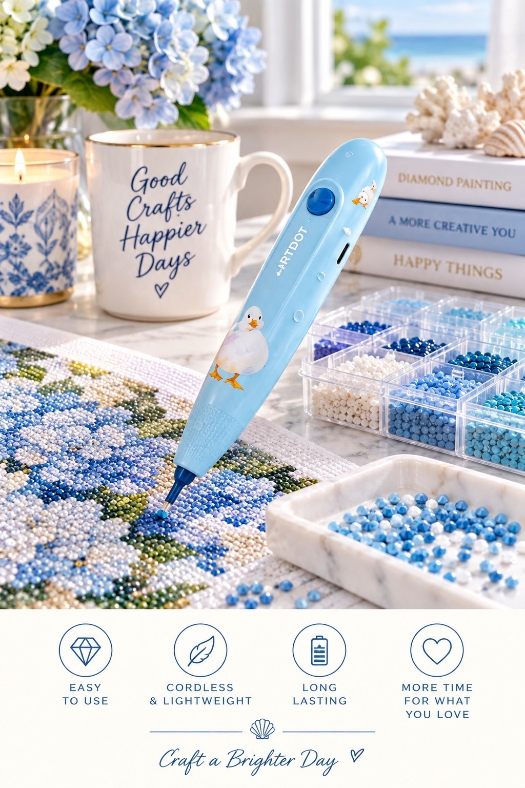 If you love diamond painting, THIS little cordless pen is such a fun upgrade 💎 No constantly dipping into wax—and it’s lightweight enough for those ‘just one more section’ crafting sessions