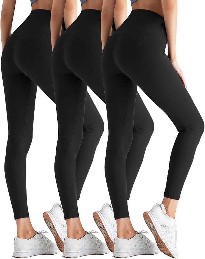 High Waisted Leggings for Women - Tummy Control Soft Athletic Slim Pants for Yoga Workout Running... | Amazon (US)