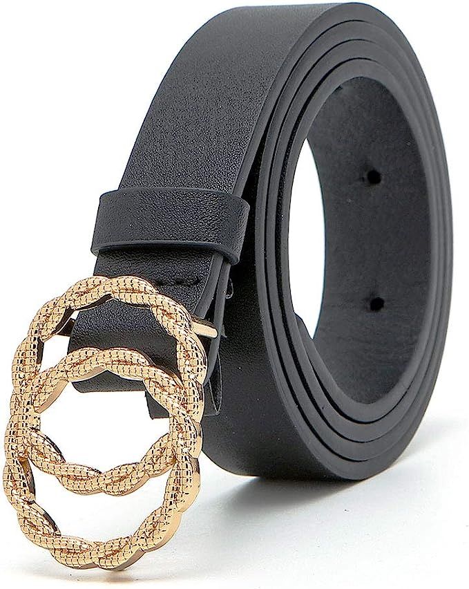 Earnda Black Skinny Waist Belts Women for Dresses Faux Leather for Jeans | Amazon (US)