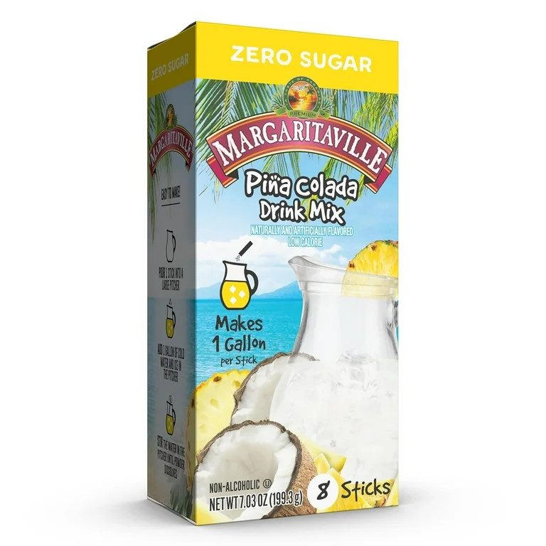 Margaritaville Sugar Free Powdered Drink Mix, Piña Colada, 8 Count Gallon Pitcher Packets | Walmart (US)