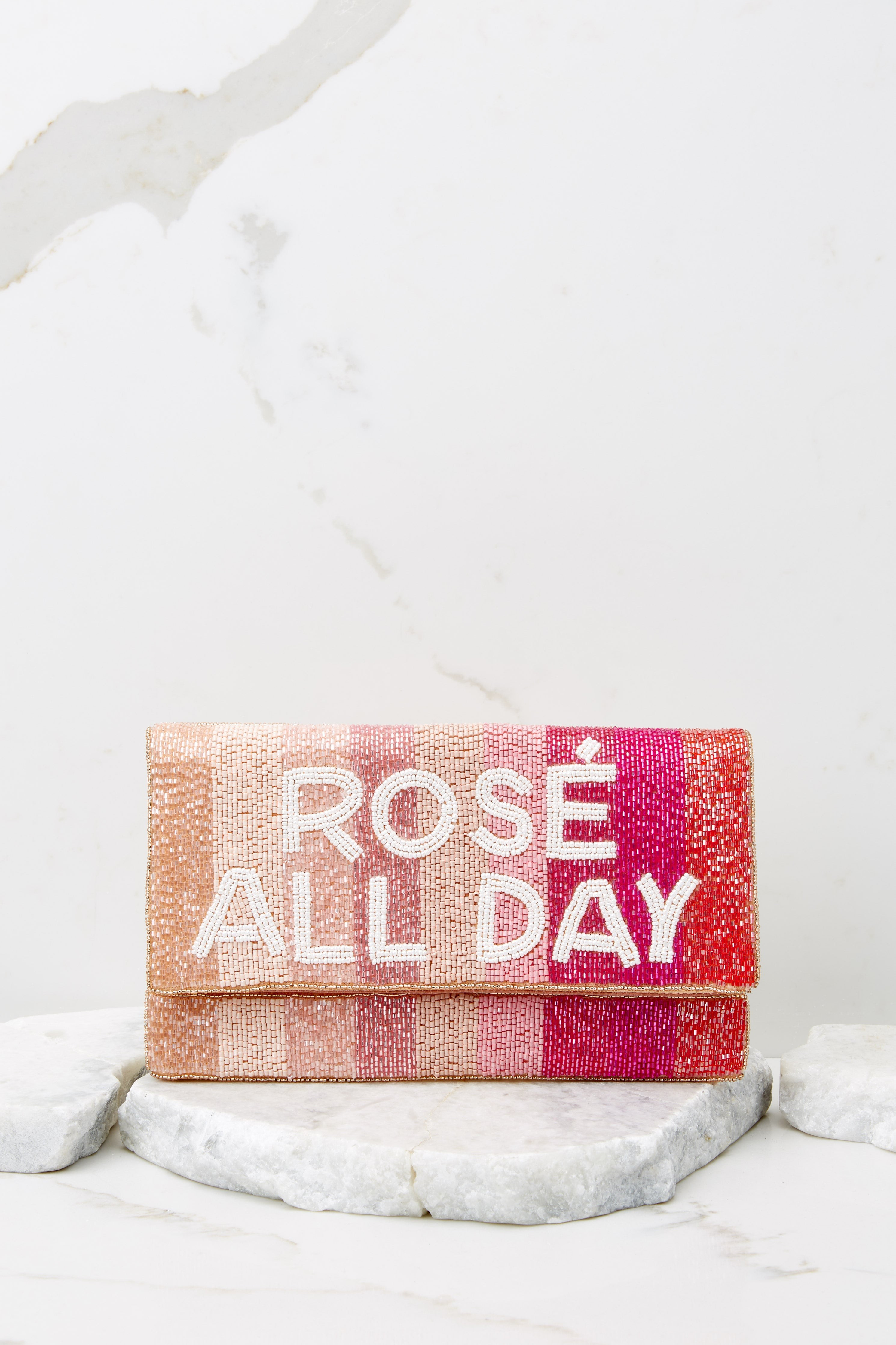 Sip By Sip Pink Multi Beaded Clutch | Red Dress 