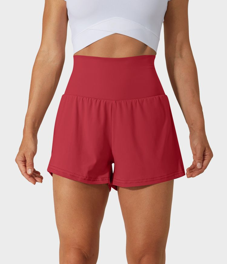 Women’s Super High Waisted Back Pocket & Side Hidden Pocket 2-in-1 Yoga Shorts 2.5" - Halara | HALARA