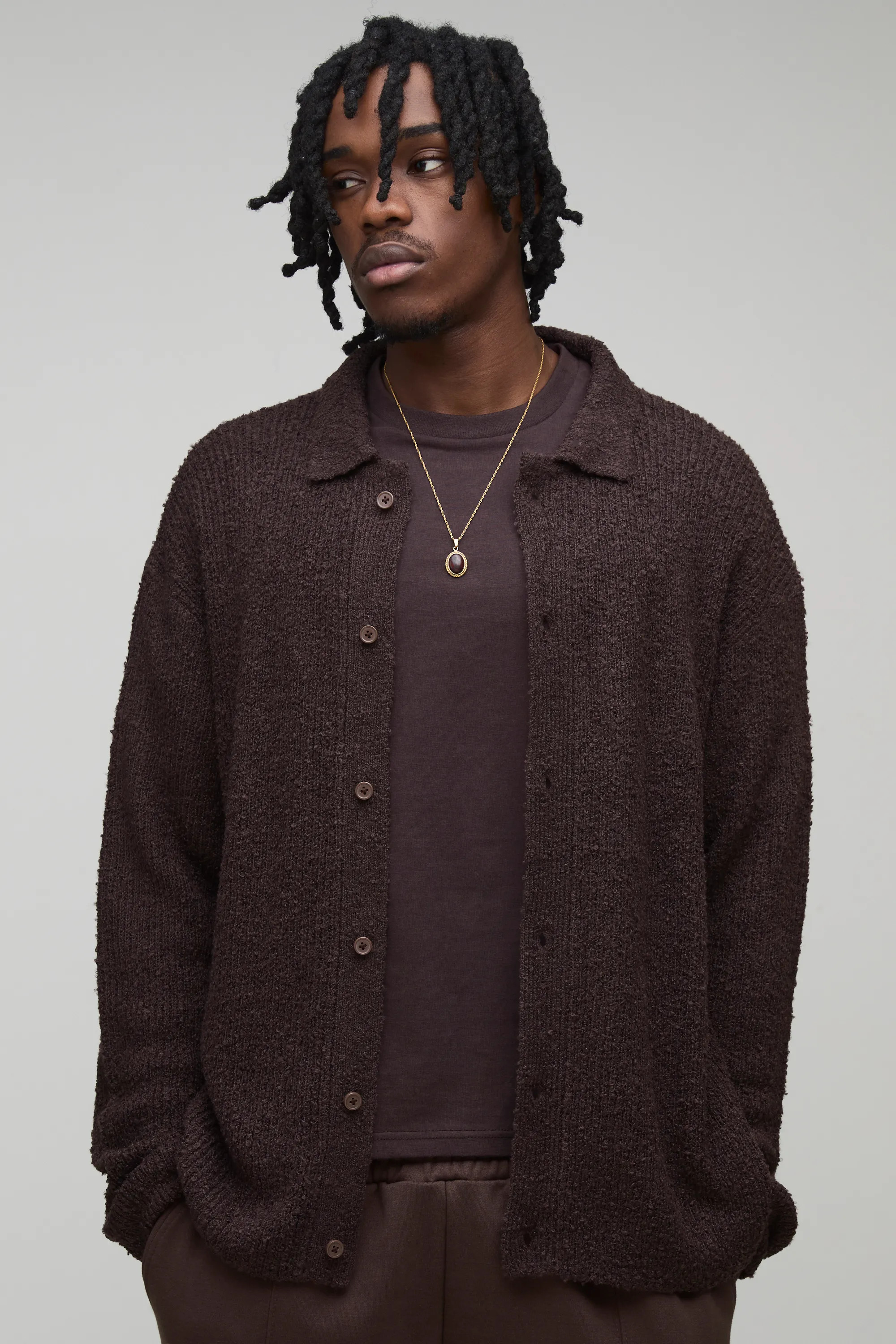 Tall Basic Boxy Brushed Knitted Shirt | boohooMAN (US & Canada)
