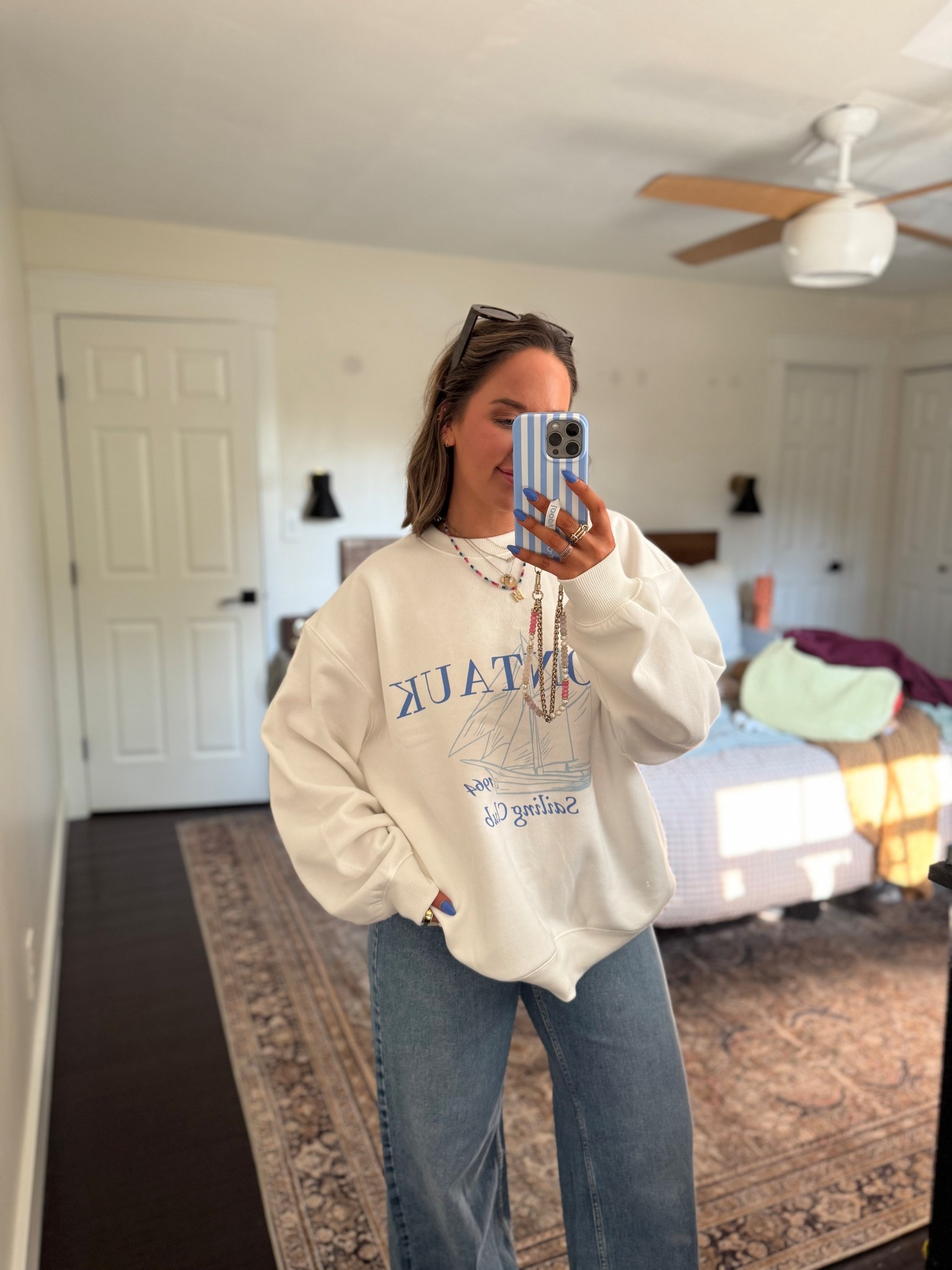 The blue, more summery sweatshirt 😍 gaaah just love this one!! So cute for summer night 🩵🩵 in a size L as well!! 

Sweatshirt season, sailing sweatshirt, baggy jeans, Nordstrom anniversary sale, n sale 

#LTKSaleAlert #LTKFindsUnder50 #LTKSeasonal