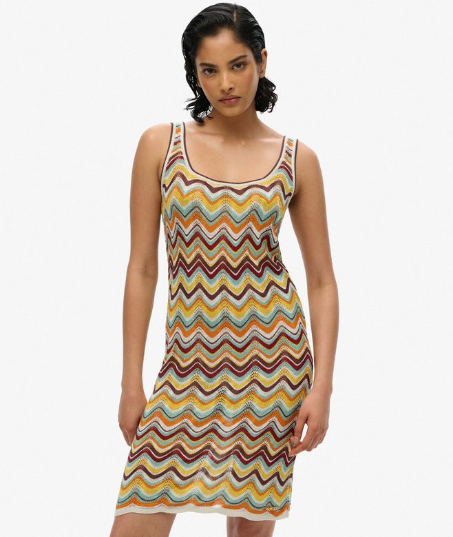 womens Zig Zag Knit Mini Dress in Mint Zigzag Stripe | Superdry UK | Superdry (UK)