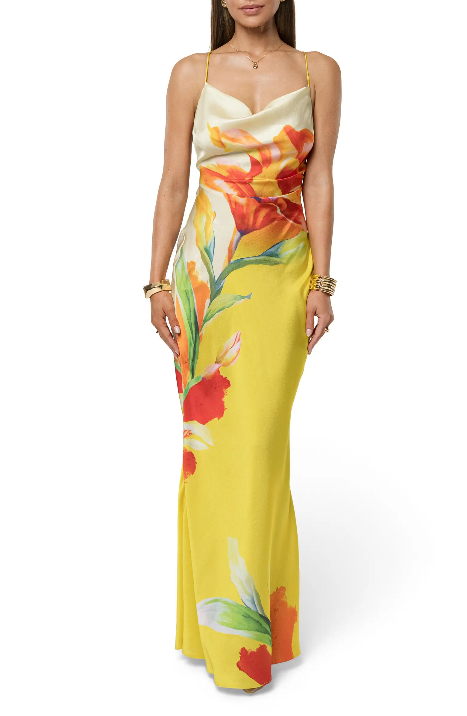 JLUXLABEL Floral Satin Maxi Slipdress | Nordstrom | Nordstrom