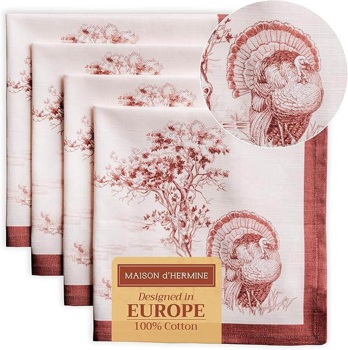 Maison d' Hermine Cloth Napkins Set of 4 100% Cotton for Thanksgiving Christmas Decorations Every... | Amazon (US)