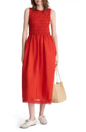 Alessia Smocked Drop-Waist Stretch Cotton Midi Dress (Women) | Nordstrom | Nordstrom