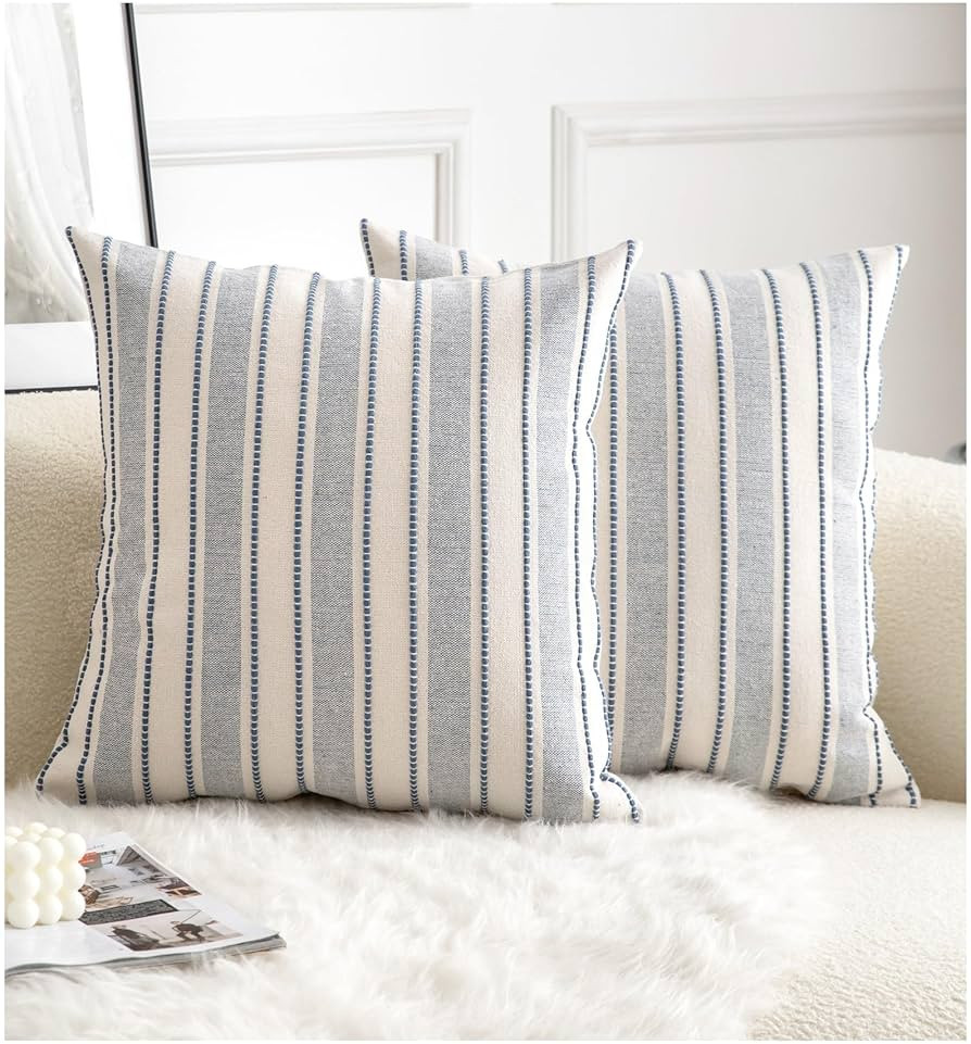 Decorative Boho Throw Pillow Covers, Farmhouse Textured Pillow Case, 18 x 18 Inch Set of 2, Chair... | Amazon (US)